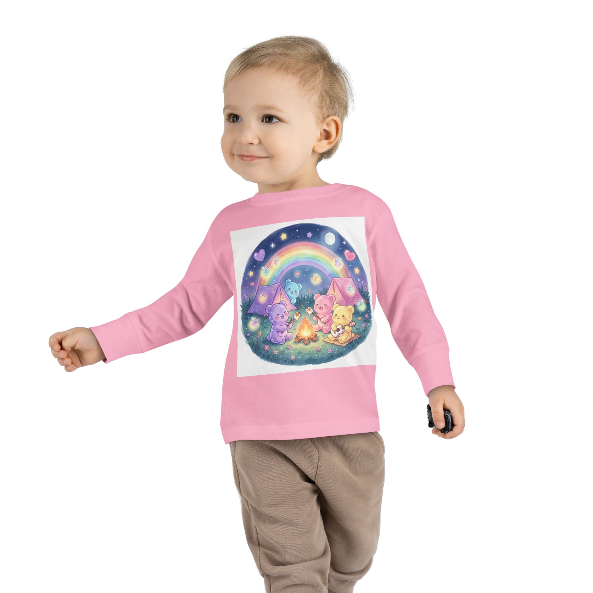 Camping & Toasting Marshmellos Oozy Bear Friend Group- Graphic Long Sleeve Shirt