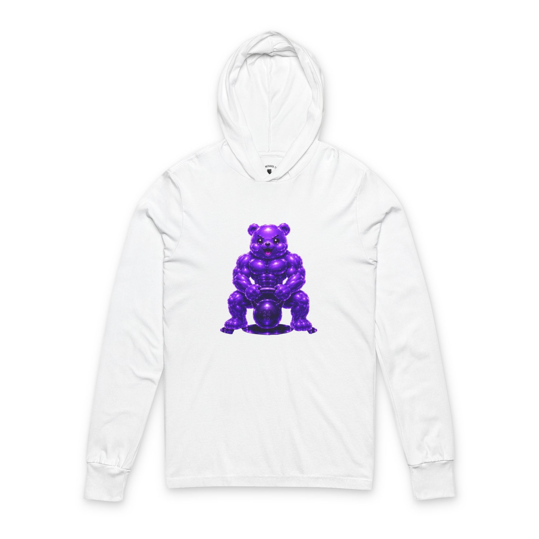 Lifting up the Kettlebell, Violet Oozy Buff Bear Gym Special- Adult Work Out Sweatshirt