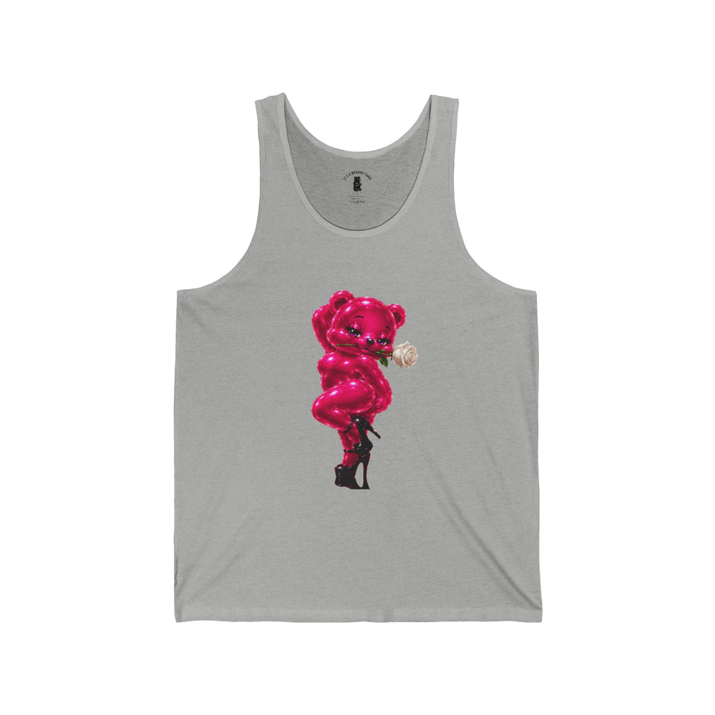 Pink Shiny Pin Up Oozy Bear In Heels, Special Addition Gummy- Graphic Tank Top (Adults Only!)