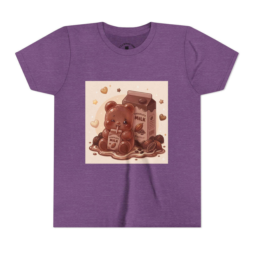Kids Milk Chocolate Gooey Gummy Bear — Cute Milk Carton Graphic Youth T-Shirt