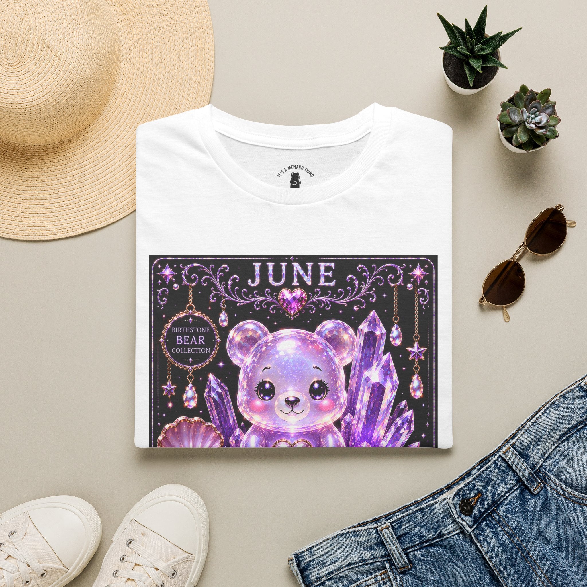June Birthstone Pearl Crystal Oozy Bears Special Addition- Graphic Shirt