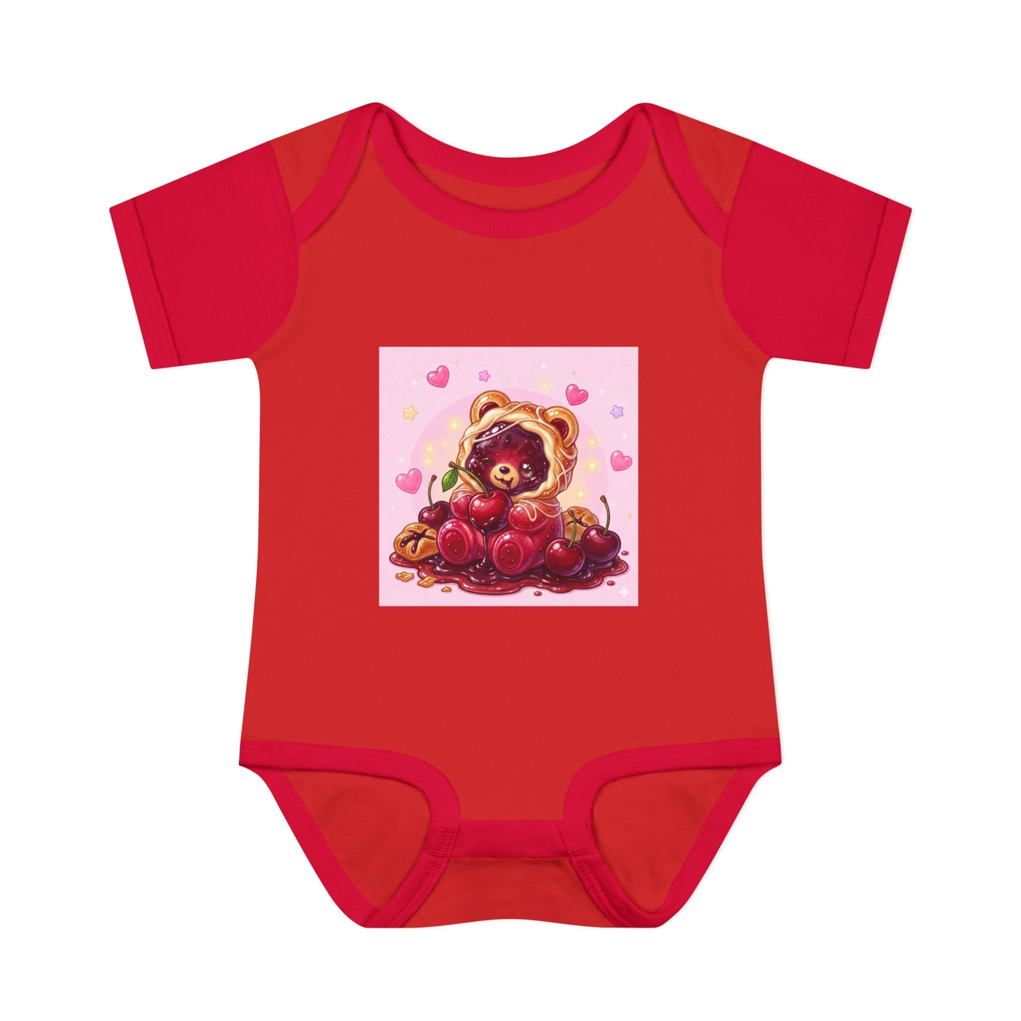 Cherry Danish Gooey Gummy Bear in Puff PJs (Infant Rib Onesie)