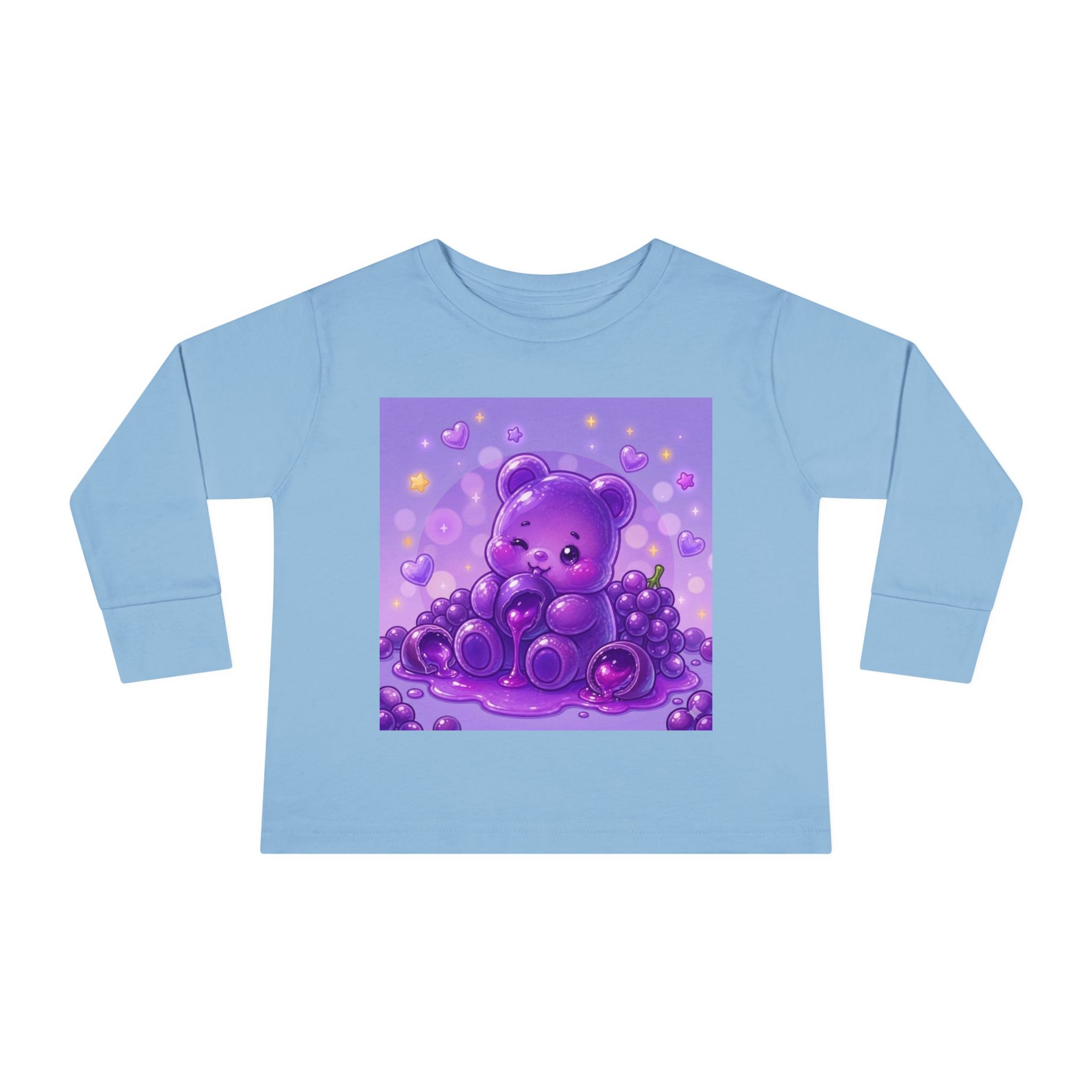 Ripe Purple Grapes, Oozy Bear Gummy Friend Fruit Special- Kids Graphic Long Sleeve Shirt