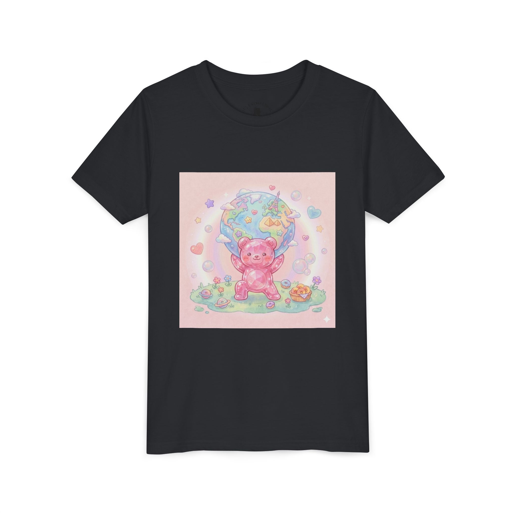 World Atlas, Weight of the Gummy World Pink Gooey Bear- Pastel Graphic Youth T-Shirt