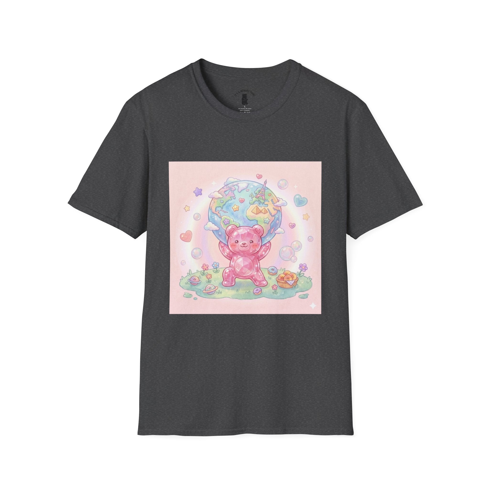 World Atlas, Pink Crystal Gooey Gummy Bear — Pastel Graphic T-Shirt