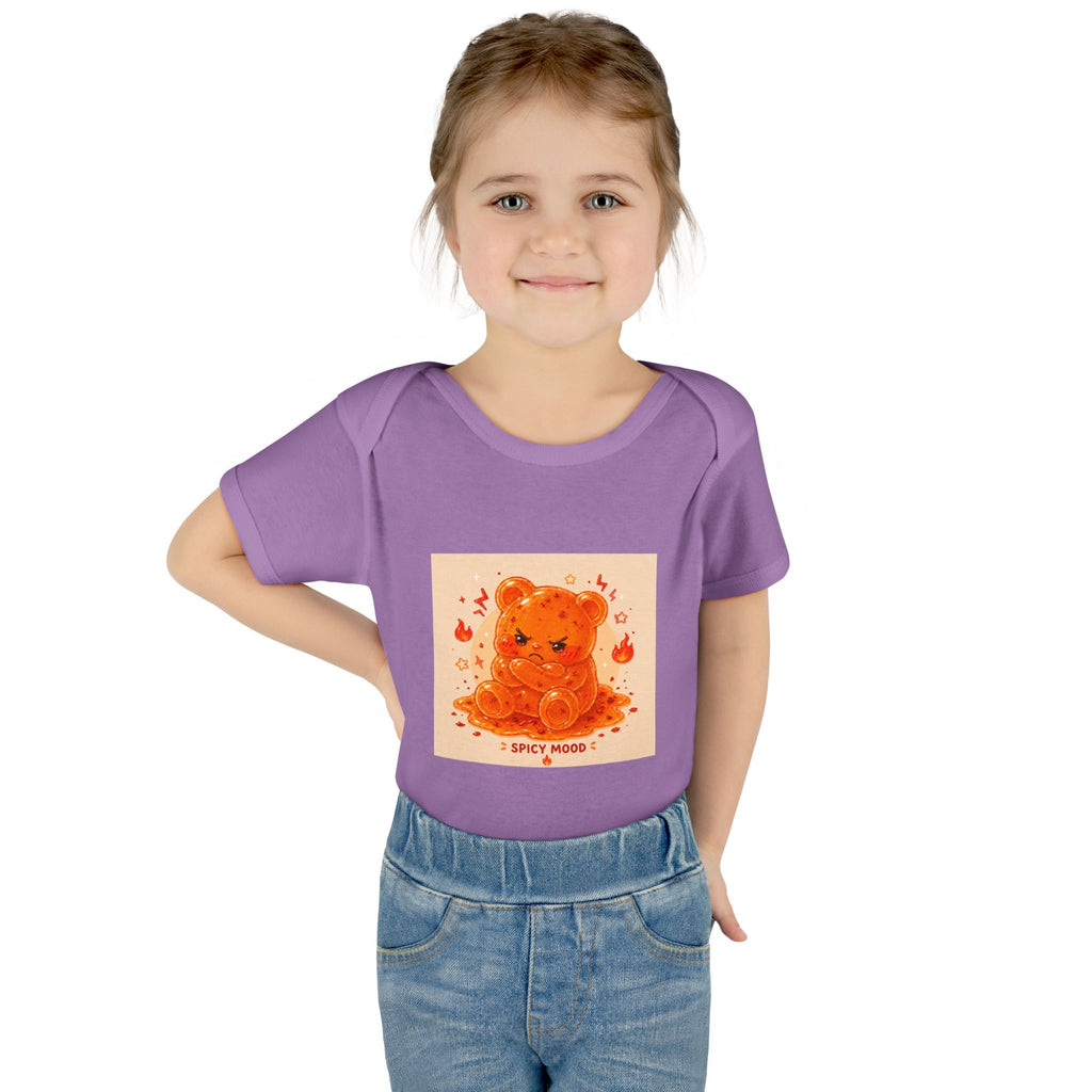 Spicy Mood Orange Gooey Gummy Bear Bodysuit — Cute Hot Pepper Bear Baby Onesie