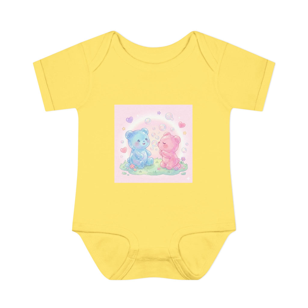 Baby Bodysuit — Pastel Blue & Pink Gooey Gummy Bears Cute Newborn Onesie
