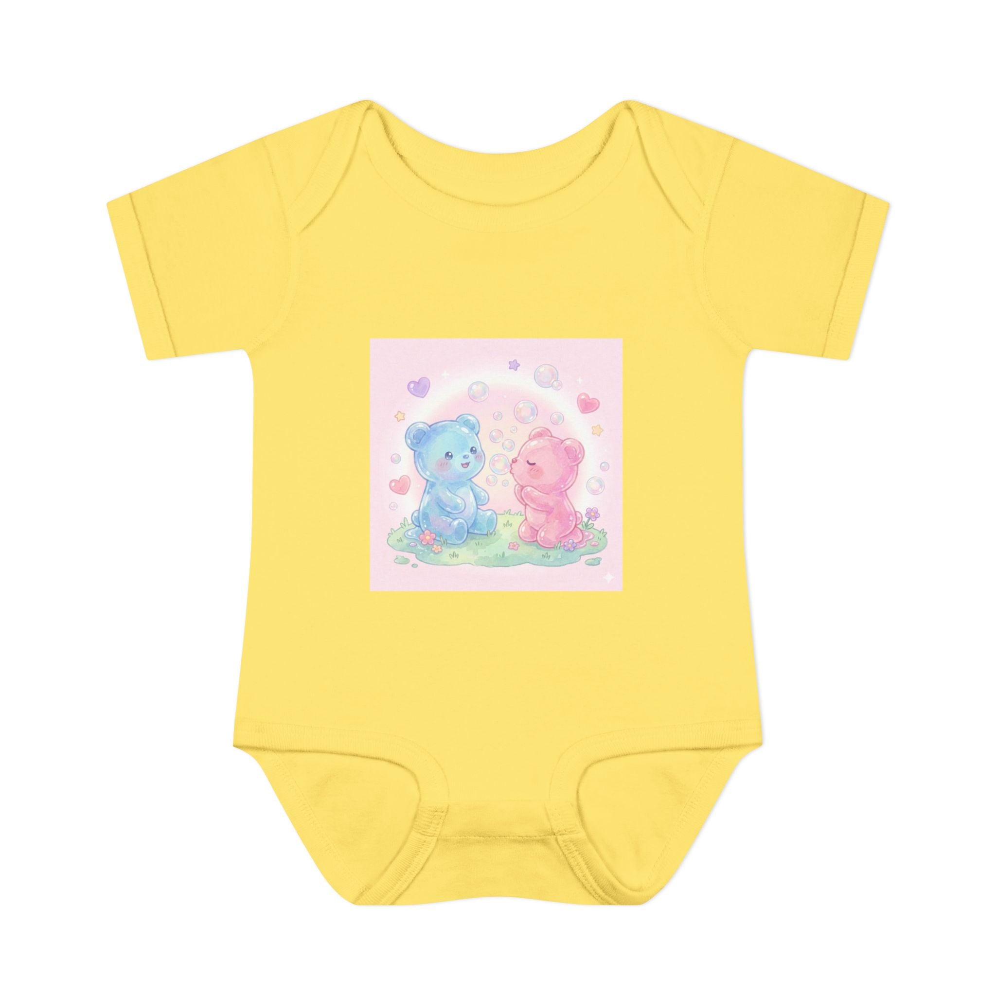 Baby Bodysuit — Pastel Blue & Pink Gooey Gummy Bears Cute Newborn Onesie