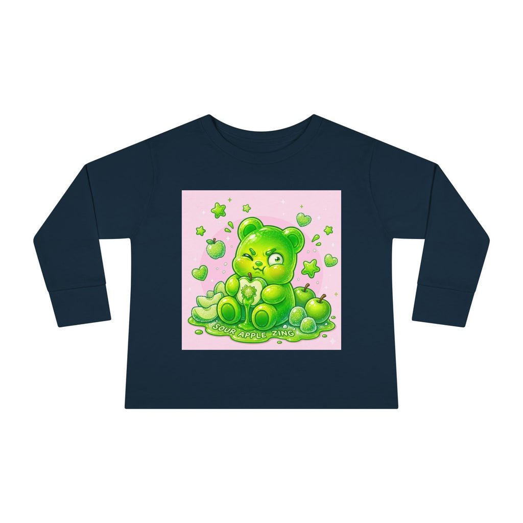Green Sour Apple, Oozy Gummy Bear Friends- Kids Long Sleeve Shirt