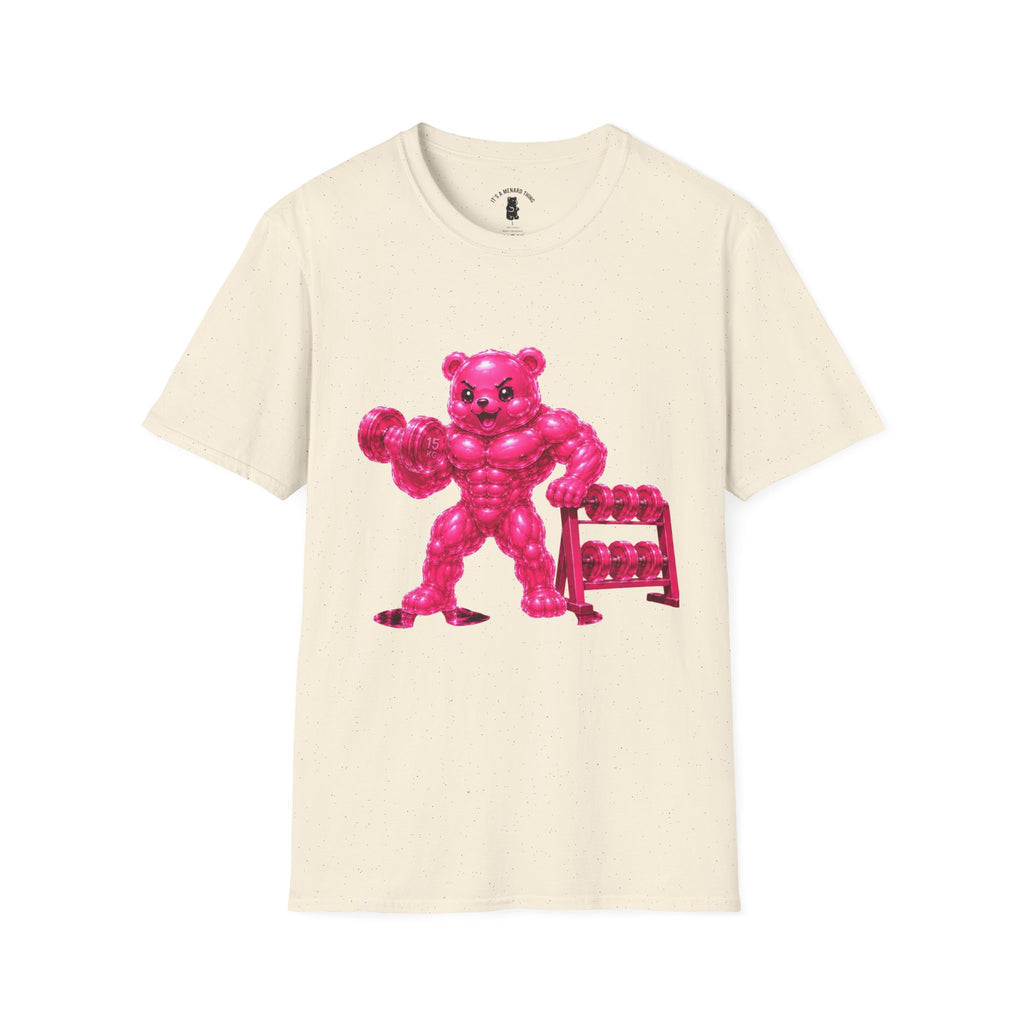 Pink Bodybuilder, Oozy Buff Bear Gummy Special Gym Addition- Adult Graphic Shirt