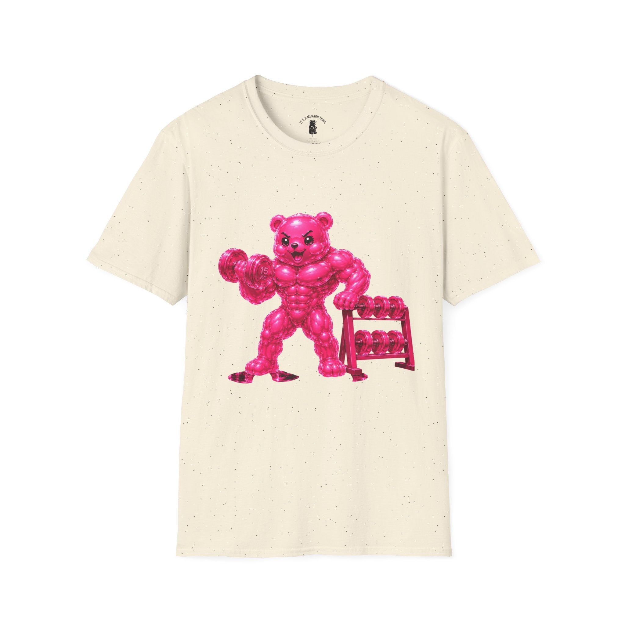 Pink Bodybuilder, Oozy Buff Bear Gummy Special Gym Addition- Adult Graphic Shirt