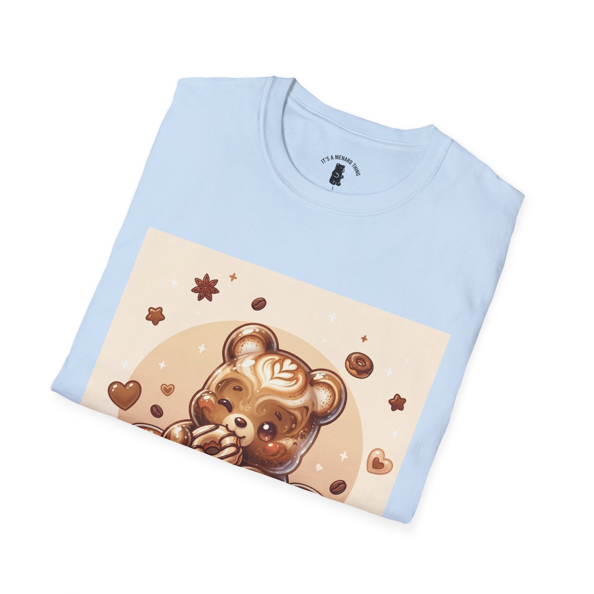 Coffee hot Latte with Chocolate Donuts Gooey Gummy Bear — Cute Dessert Graphic Tee