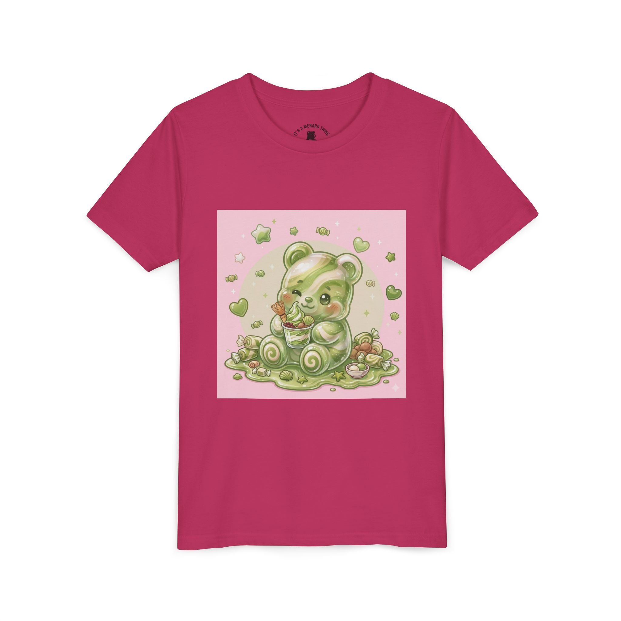 Matcha and Cream Gooey Gummy Bear Graphic Youth T-Shirt