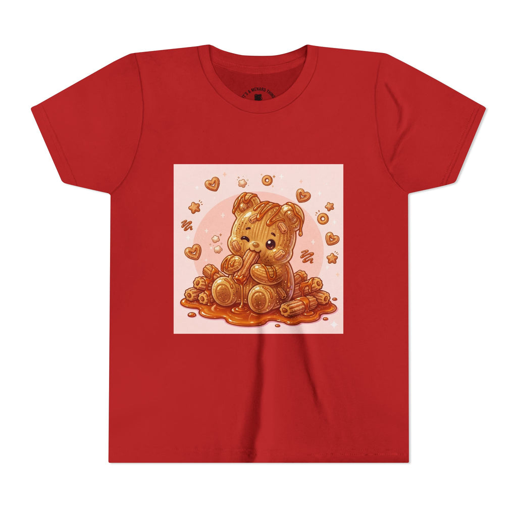 Churro & Dulce de Leche Drizzle Gooey Gummy Bear Graphic Youth T-Shirt