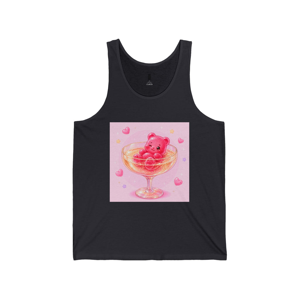Champagne Glass Delight, Pink Boozy Gooey Gummy Bear – Kawaii Graphic Tank Top