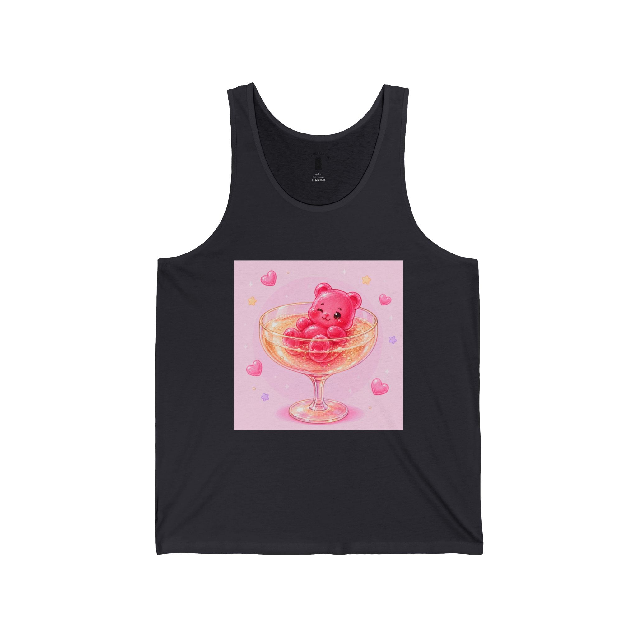 Champagne Glass Delight, Pink Boozy Gooey Gummy Bear – Kawaii Graphic Tank Top