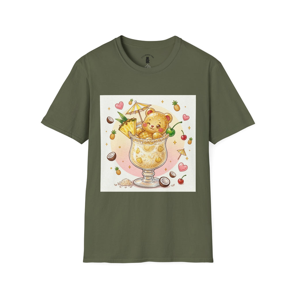 Pina Colada on the Beach, Boozy Gooey Gummy Bear- Kawaii Graphic T-Shirt