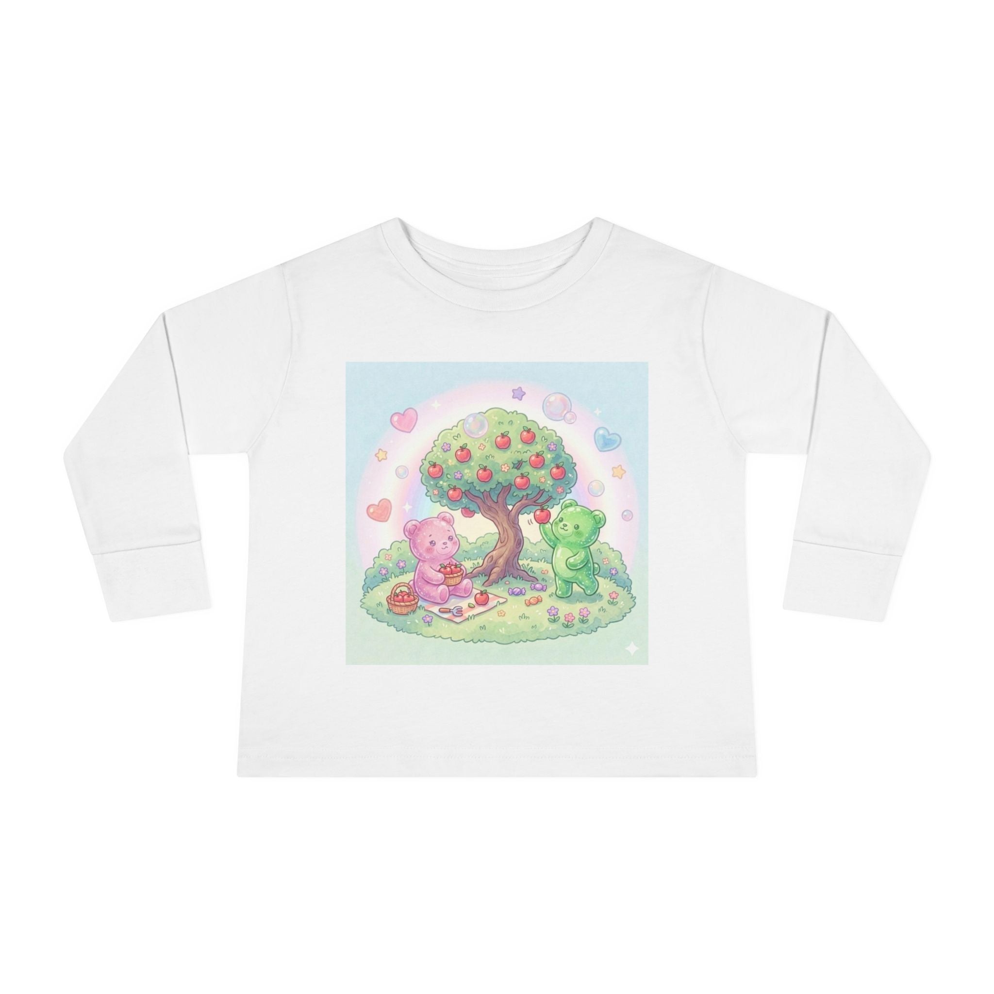 Beautiful Day For Apple Picking, Oozy Bear Gummy Friends Hang Out- Graphic Long Sleeve Shirt