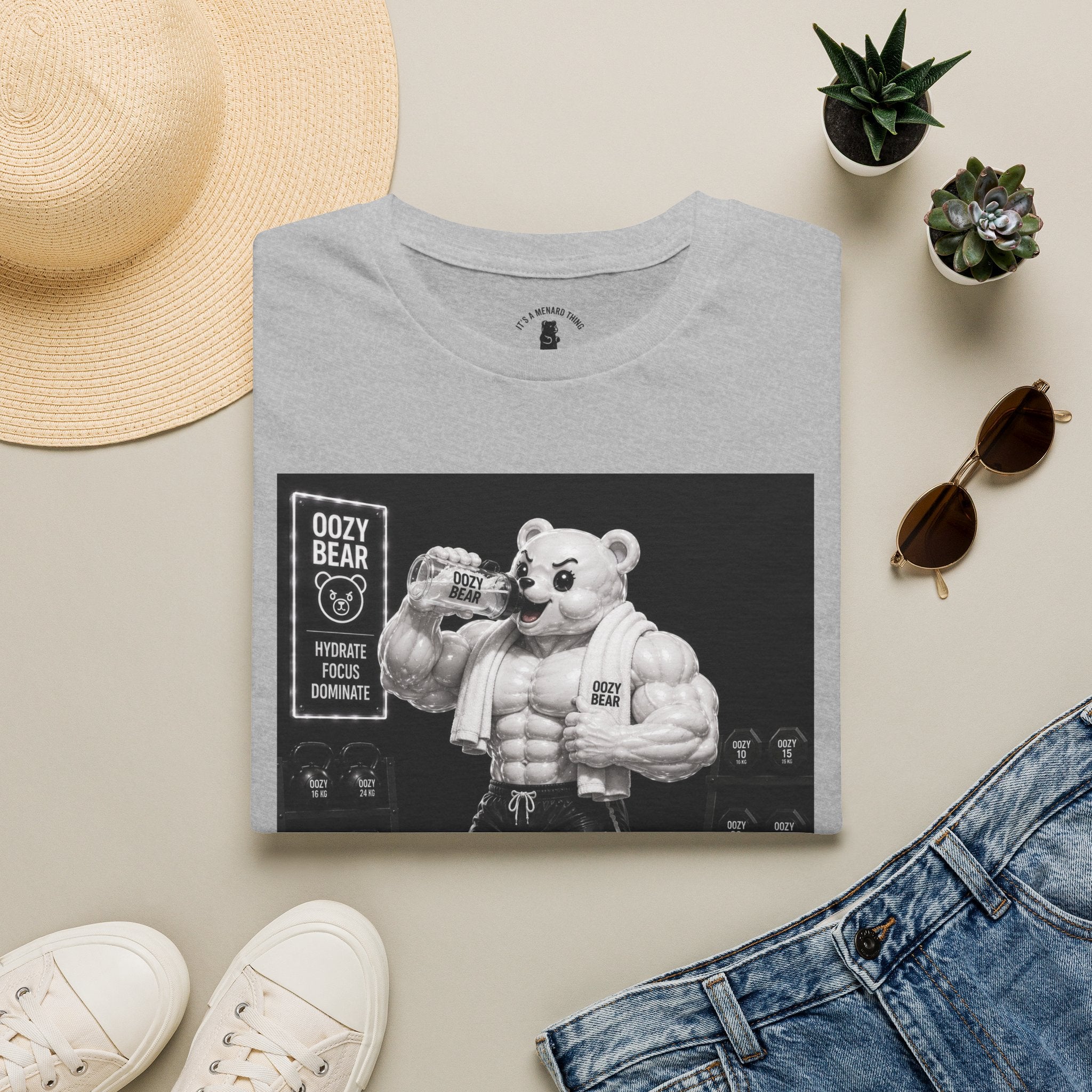Rehydration Time, Oozy Buff Bodybuilder Gummy Gym Addition- Adult Graphic Shirt