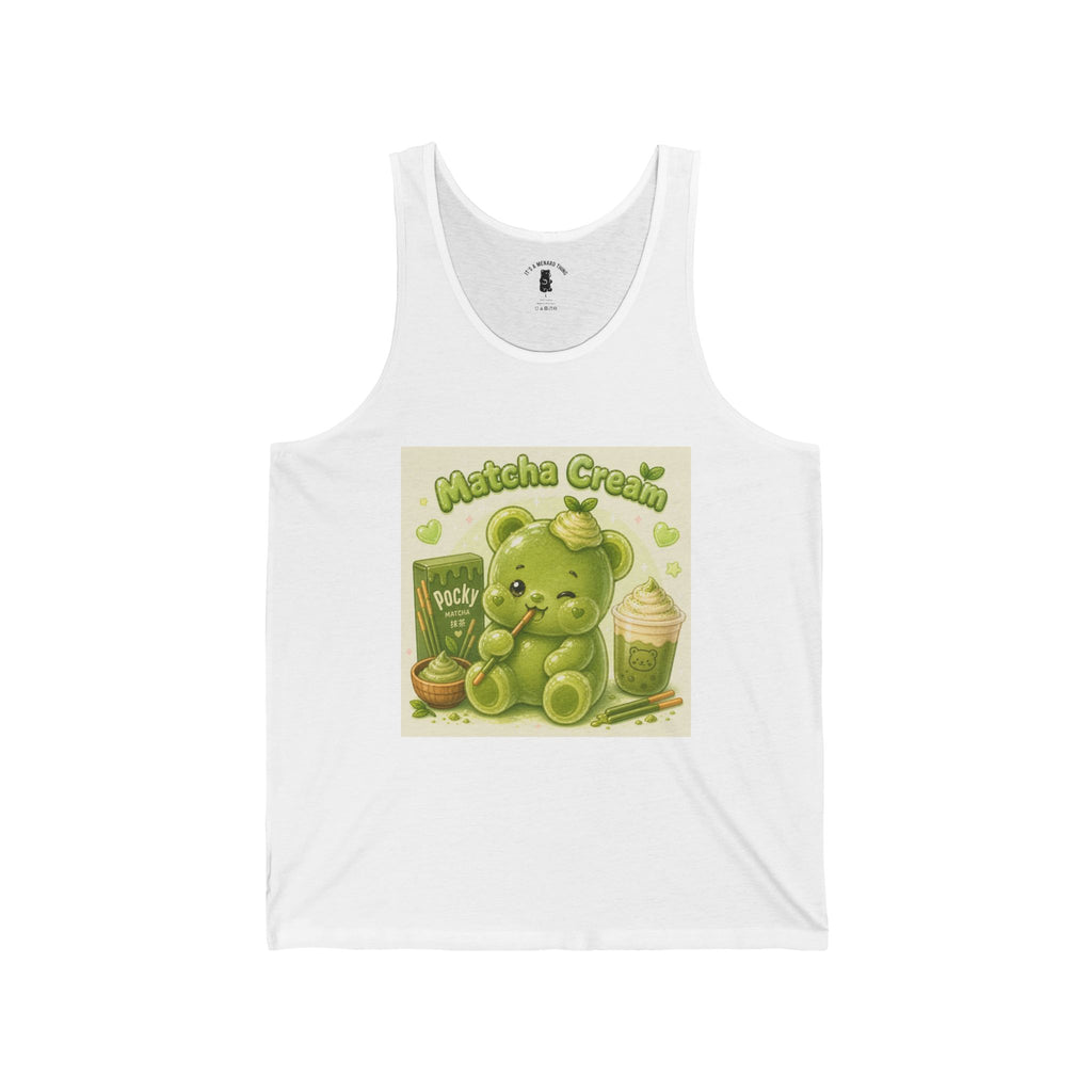 Matcha Cream Latte & Pocky Stick snack Green Gooey Gummy Bear — Kawaii Graphic Tank Top