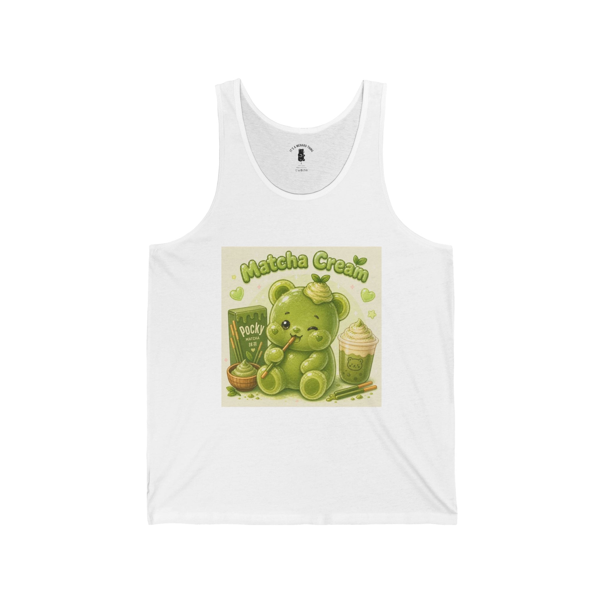Matcha Cream Latte & Pocky Stick snack Green Gooey Gummy Bear — Kawaii Graphic Tank Top