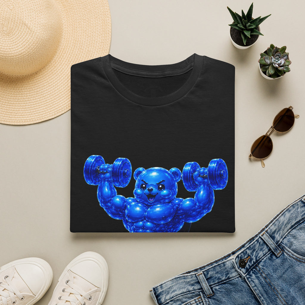 Working out with Bar Bells, Oozy Buff Bear Gummy Special Gym Addition- Adult Graphic Shirt