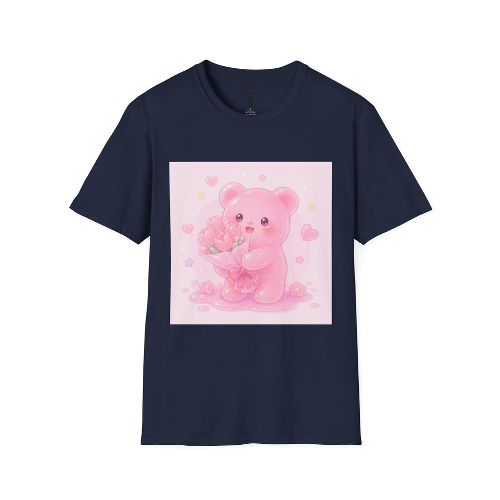 Gooey Pink Gummy Bear Bouquet T-Shirt — Kawaii Valentine Floral Tee
