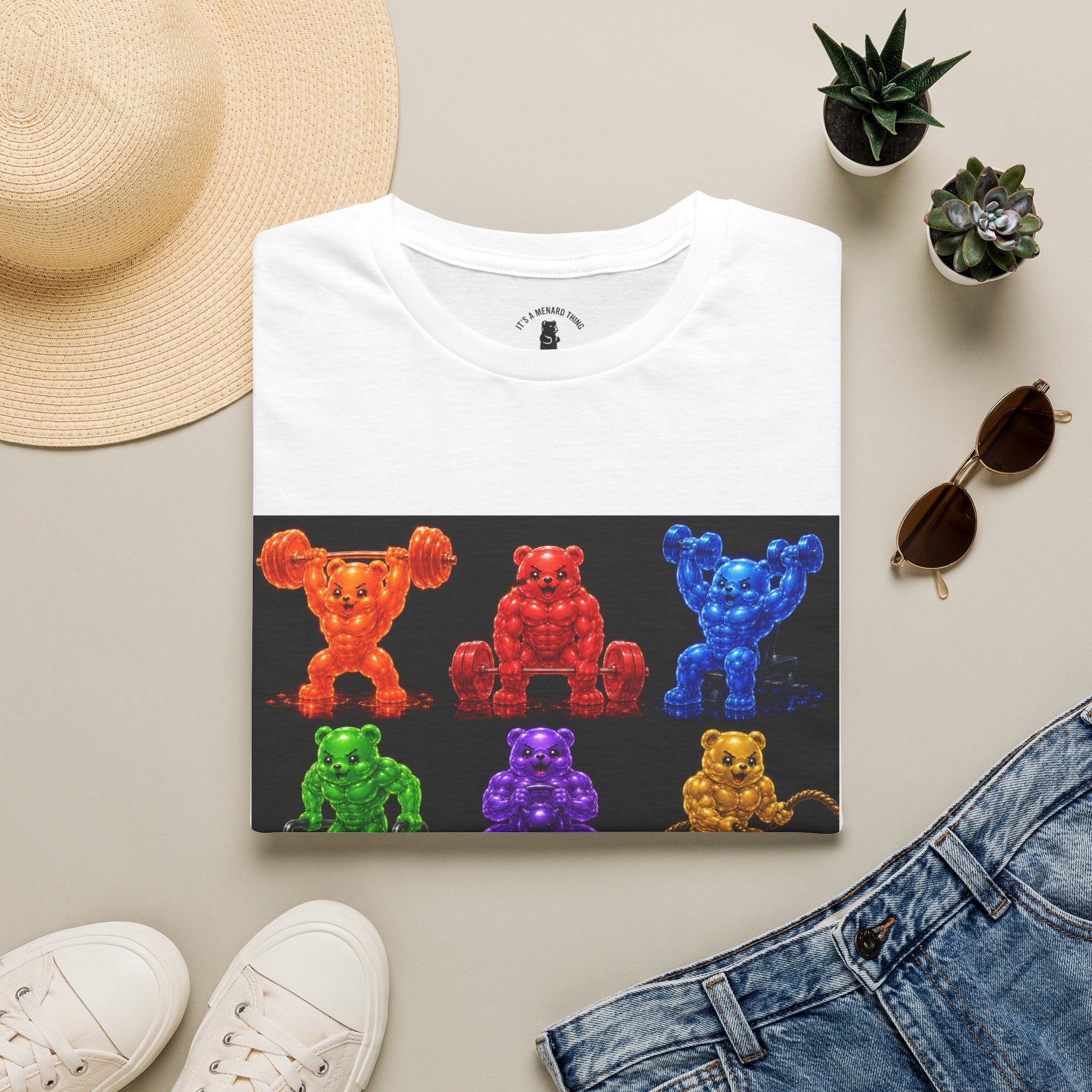 Gummy Grid of Oozy Buff Bears Workout- Adult Graphic Shirt