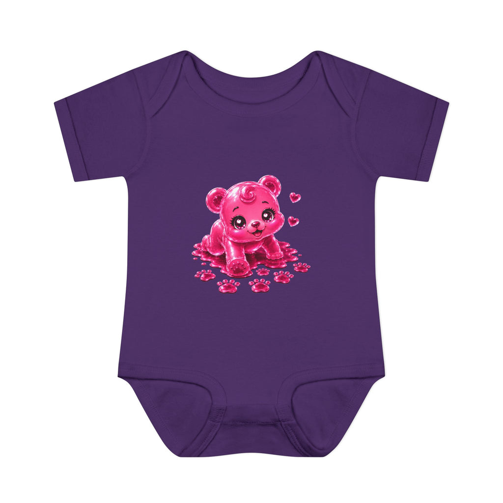 Messy Play Time, Crawling Steps Pink Oozy Baby Gummy Bear Cutie Addition- Graphic Onesie