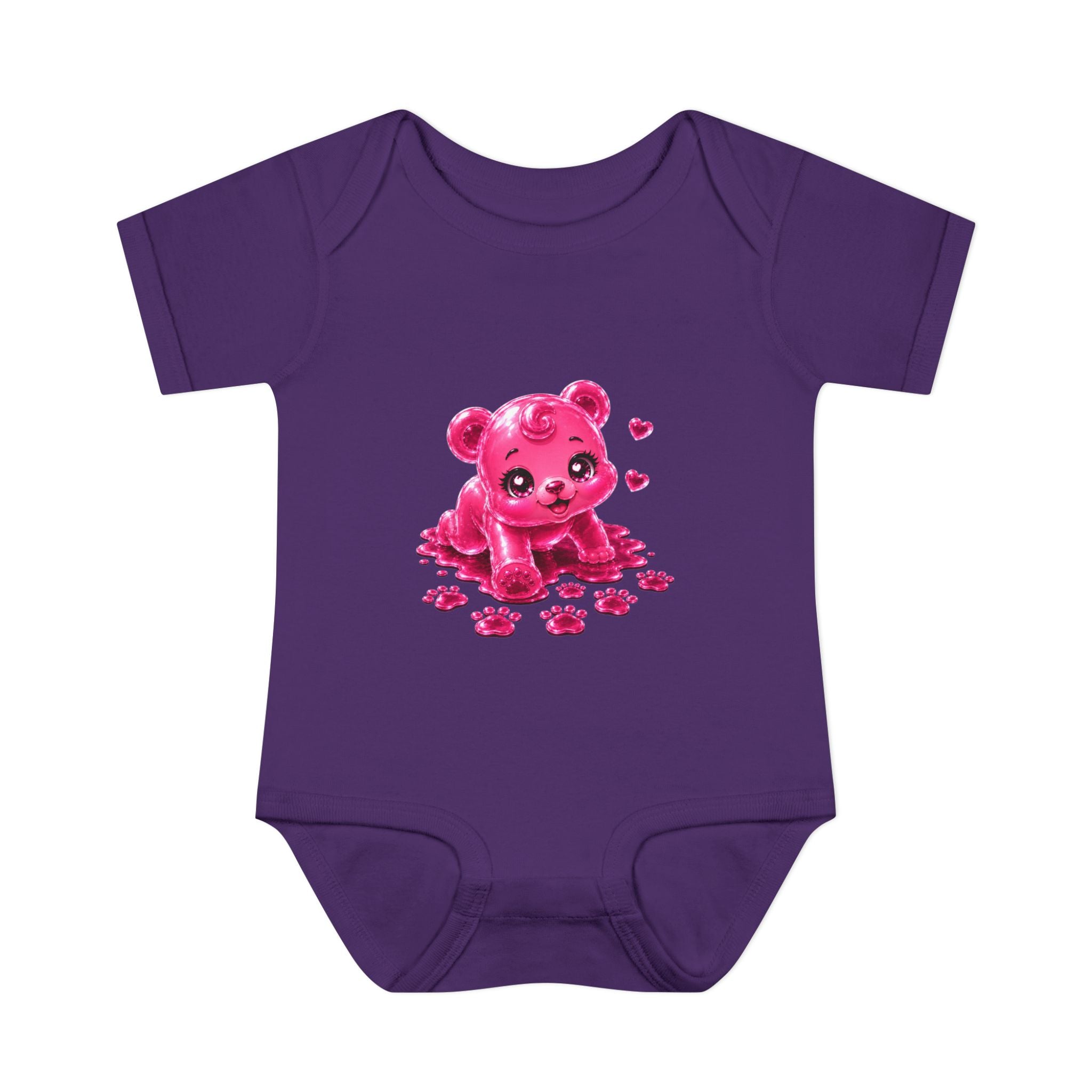 Messy Play Time, Crawling Steps Pink Oozy Baby Gummy Bear Cutie Addition- Graphic Onesie
