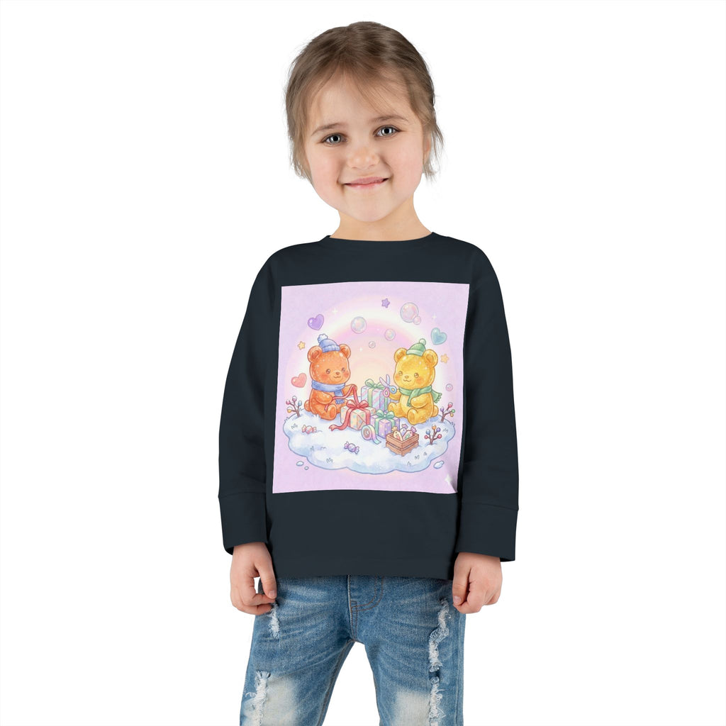 Holiday Gift Giving, Oozy Bear Friends In Snow- Graphic Long Sleeve Shirt