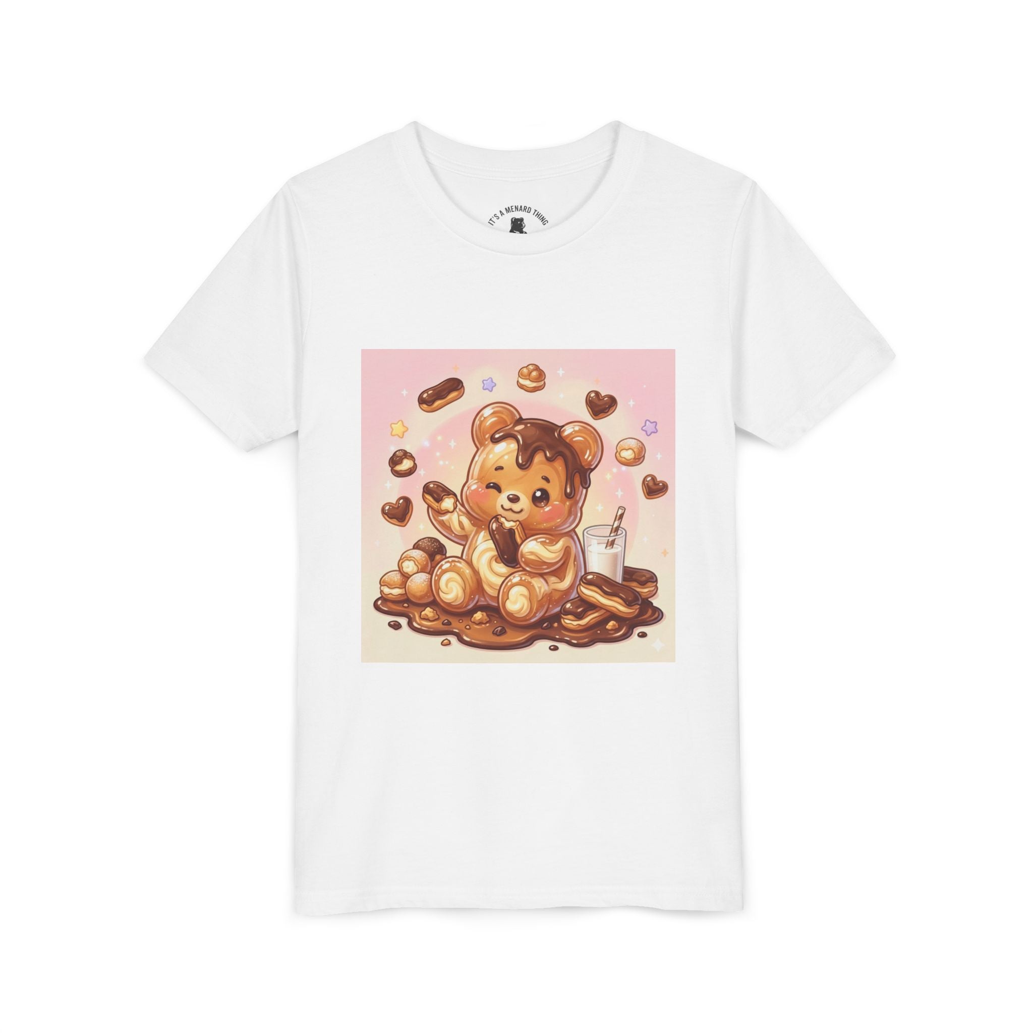 Cute Chocolate Eclair & Milk Gooey Gummy Bear Youth T-Shirt