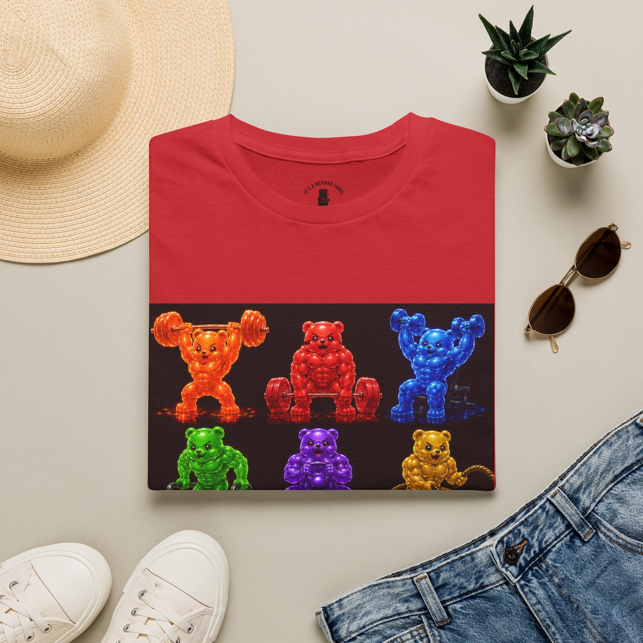Gummy Grid of Oozy Buff Bears Workout- Adult Graphic Shirt