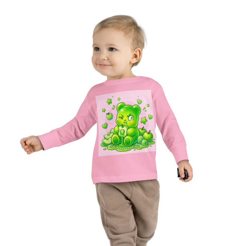 Green Sour Apple, Oozy Gummy Bear Friends- Kids Long Sleeve Shirt
