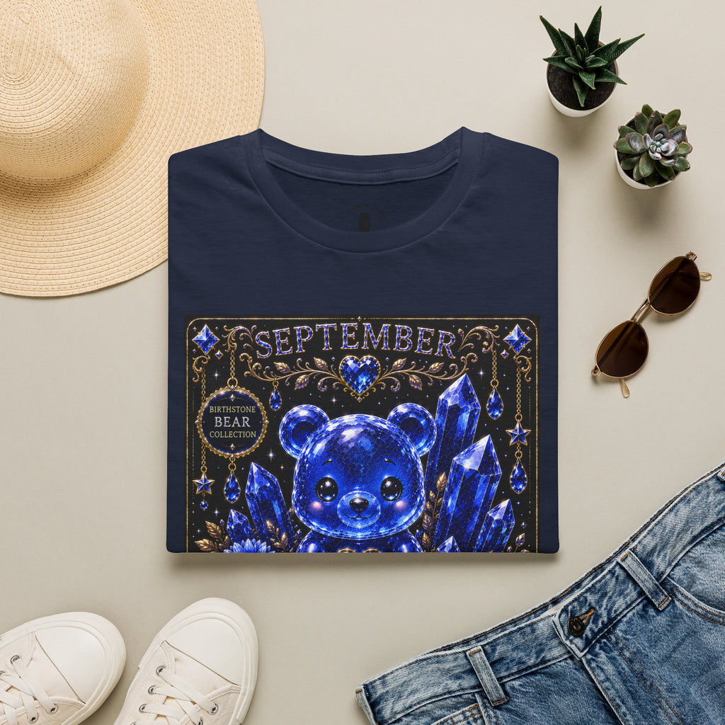 September Sapphire Crystal Oozy Bear Birthstone Addition- Graphic Shirt