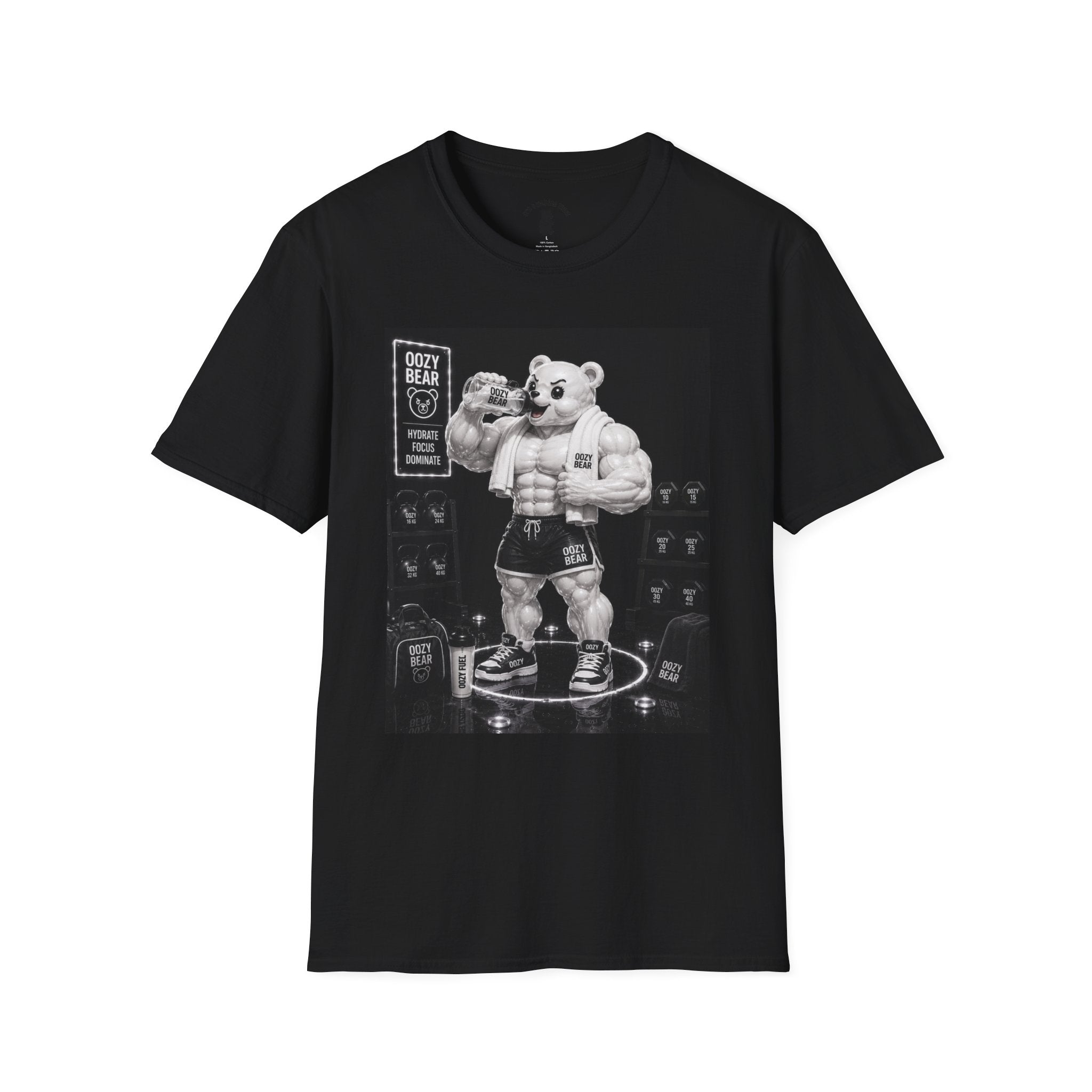 Rehydration Time, Oozy Buff Bodybuilder Gummy Gym Addition- Adult Graphic Shirt