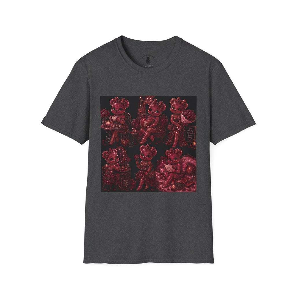 Glitter Wine Red Oozy Gala Bear Pin Up- Adult Graphic Shirt (18+)