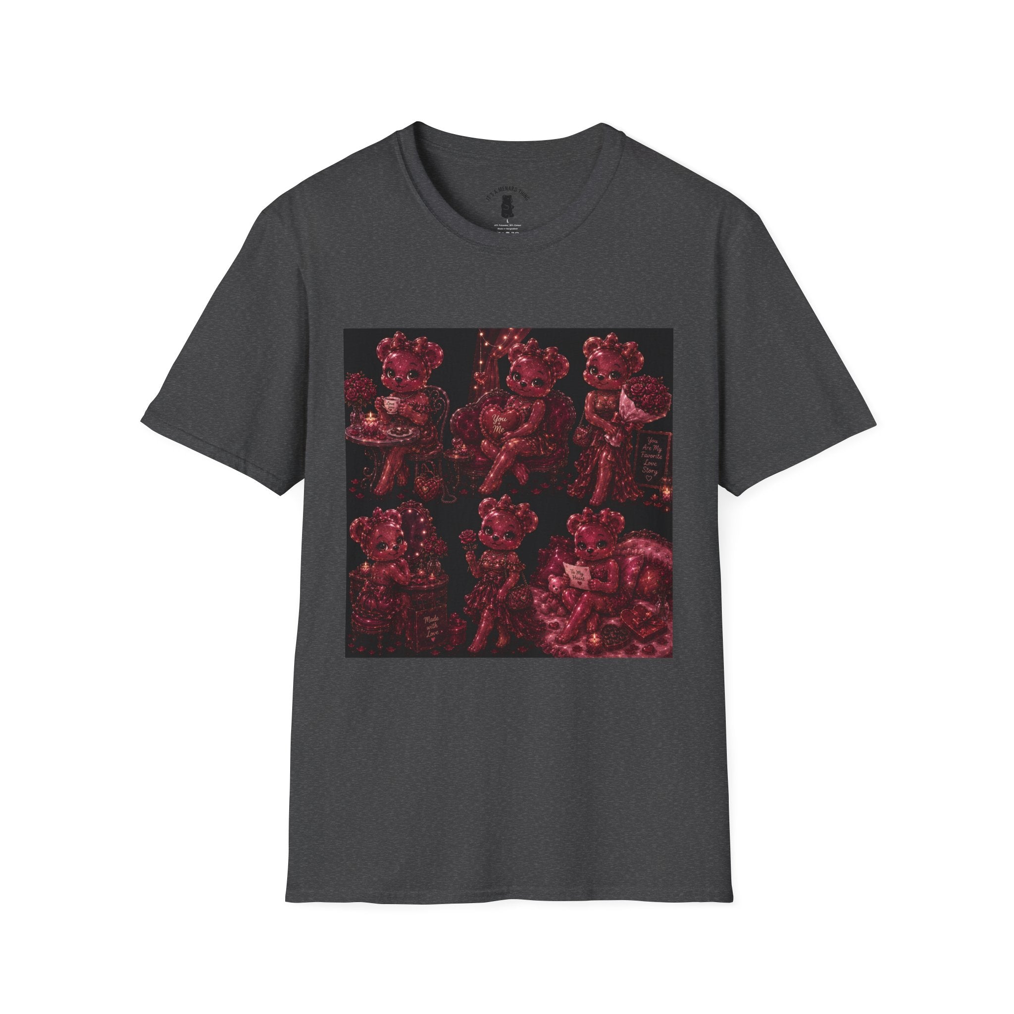 Glitter Wine Red Oozy Gala Bear Pin Up- Adult Graphic Shirt (18+)