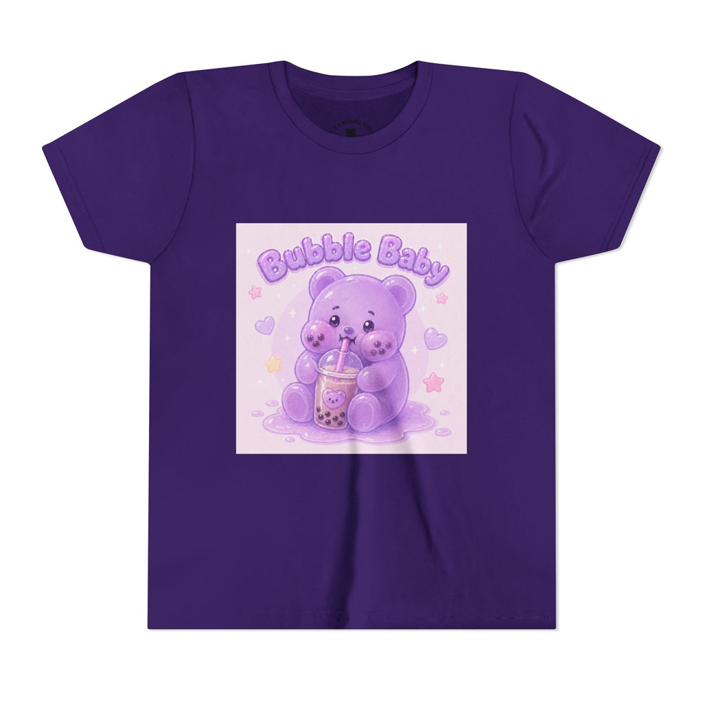 Purple Boba Tea Gooey Gummy Bear with Boba Milk Tea Kids Shirt