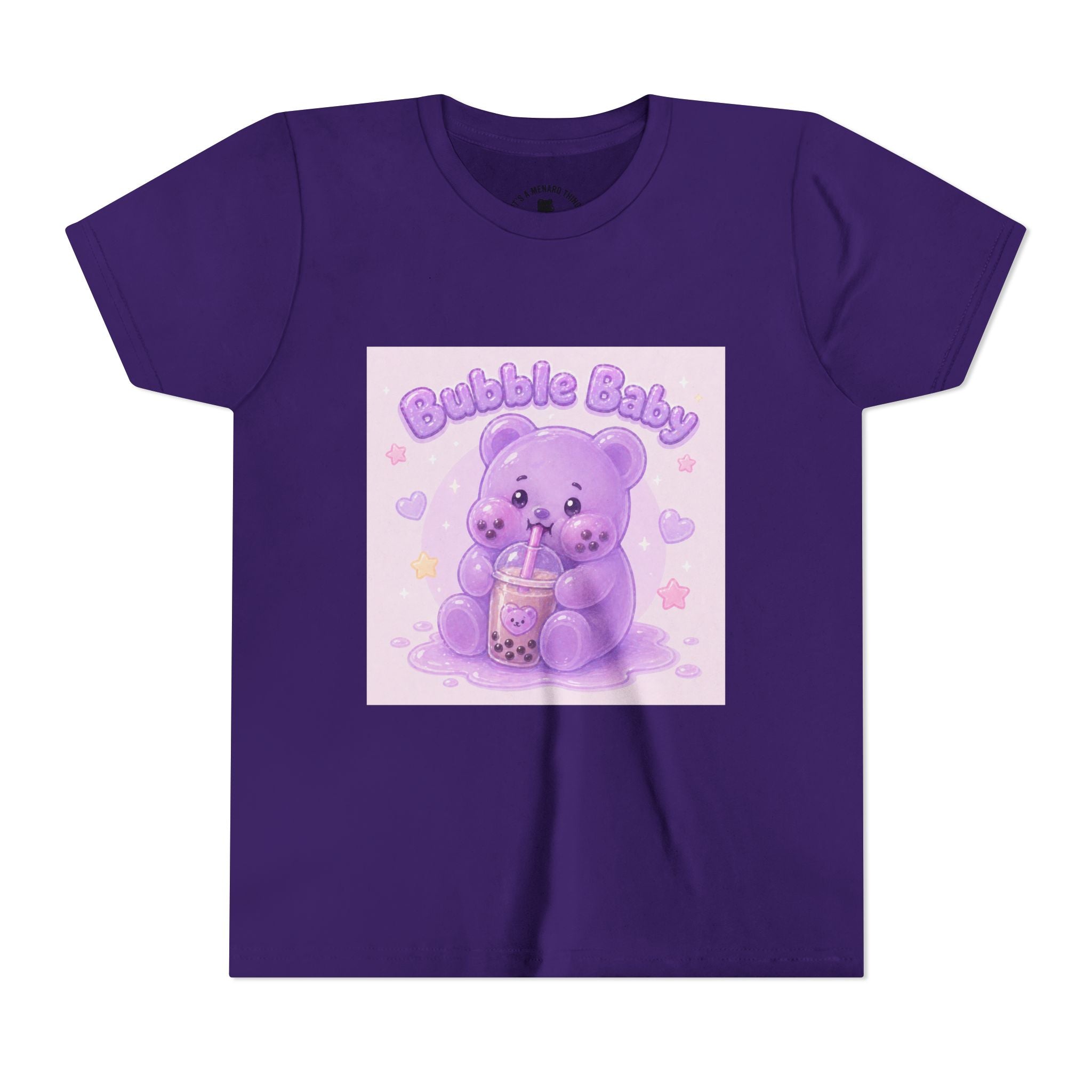 Purple Boba Tea Gooey Gummy Bear with Boba Milk Tea Kids Shirt