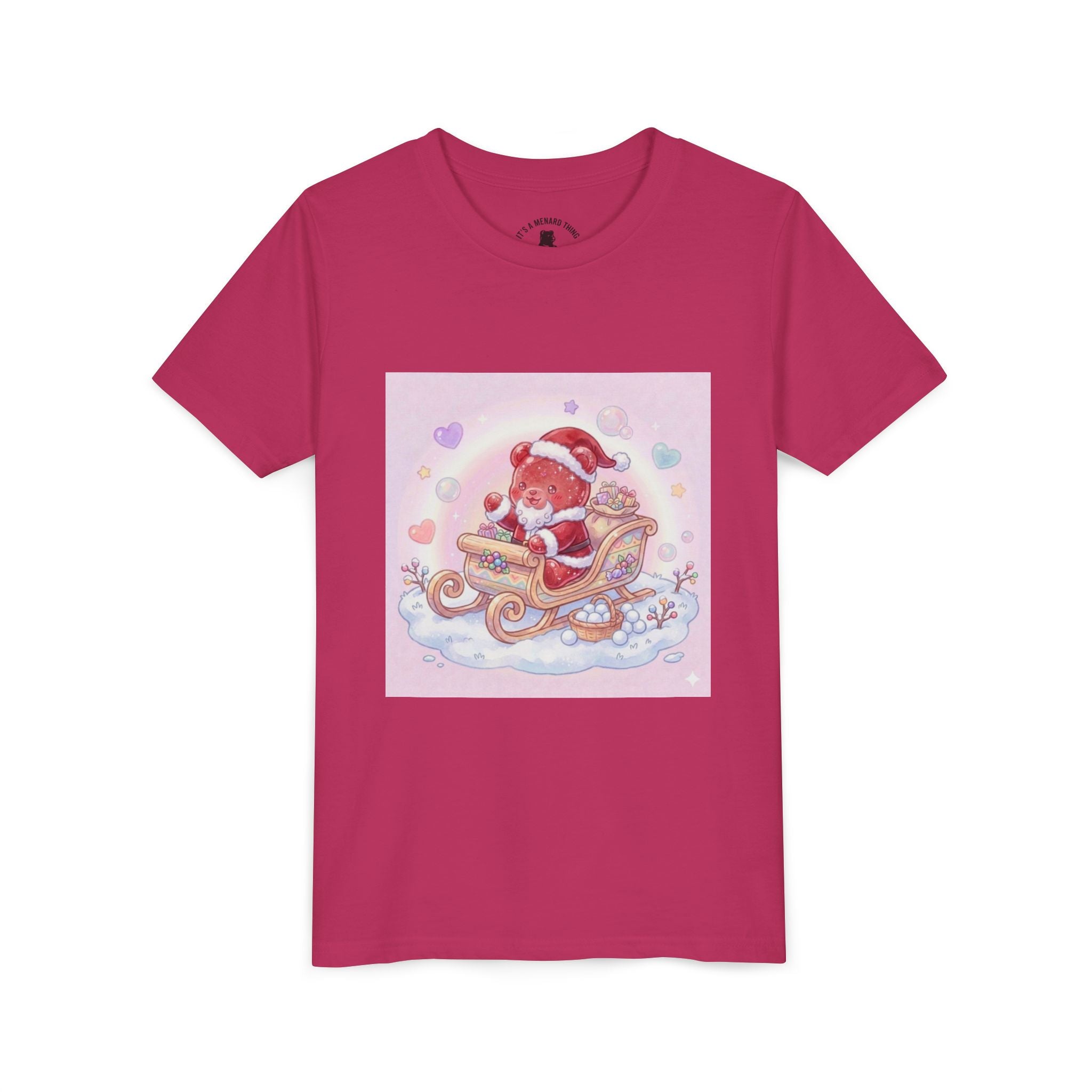 Cute Gooey Gummy Red Santa in Sleigh Holiday Shirt