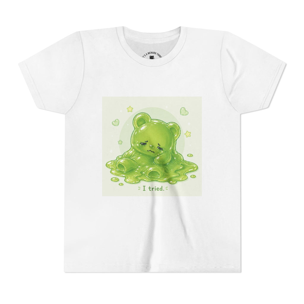 Melting Green Gooey Gummy Bear "I tried." Graphic T-Shirt