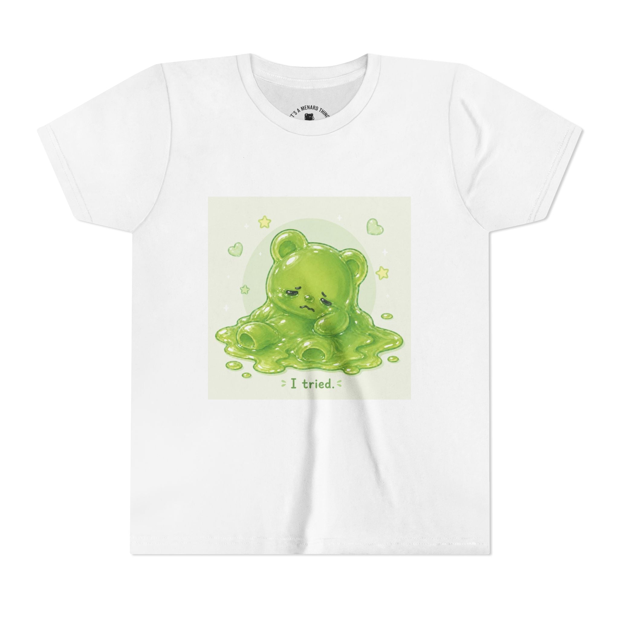 Melting Green Gooey Gummy Bear "I tried." Graphic T-Shirt