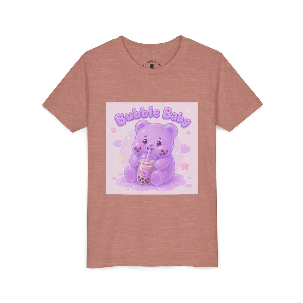 Purple Boba Tea Gooey Gummy Bear with Boba Milk Tea Kids Shirt
