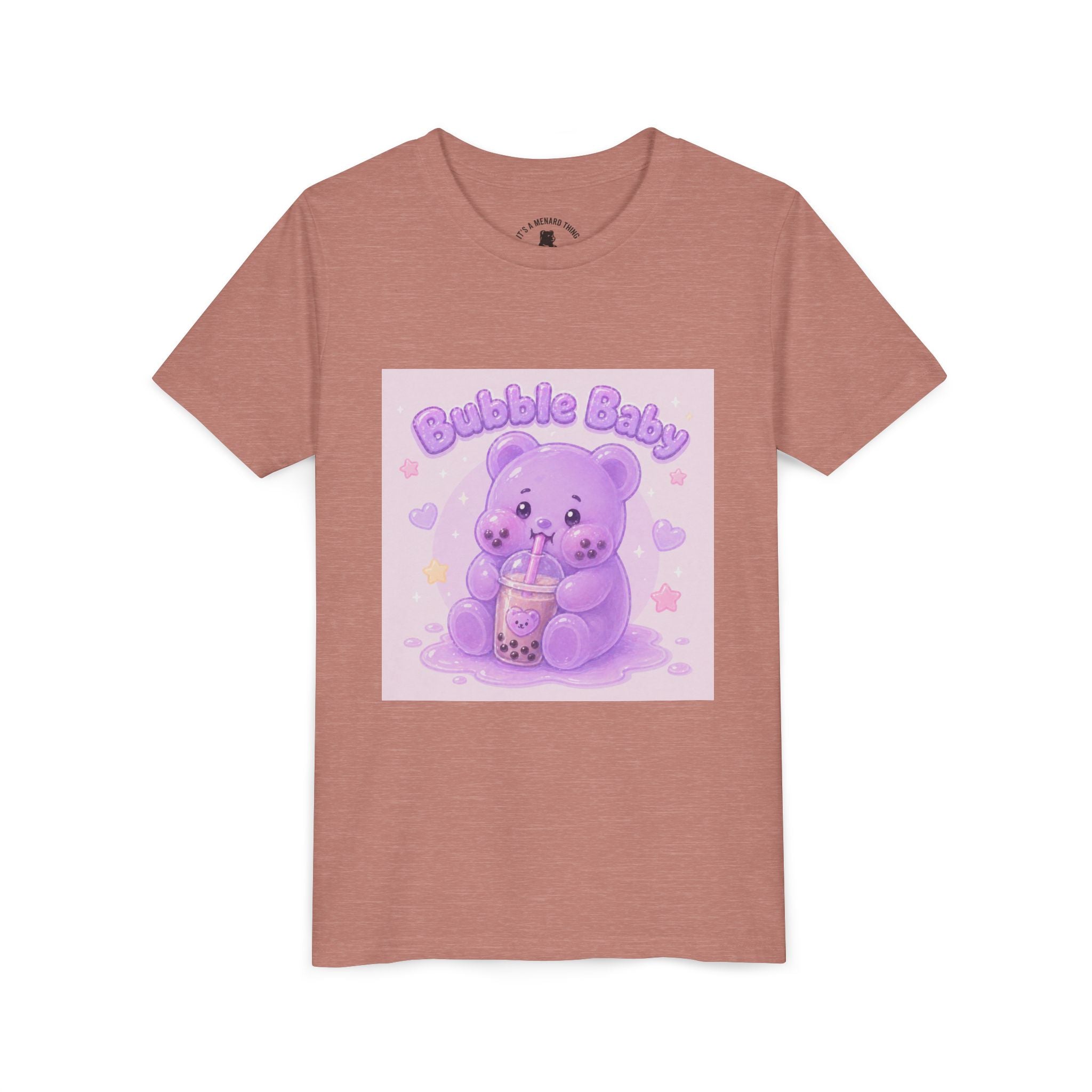 Purple Boba Tea Gooey Gummy Bear with Boba Milk Tea Kids Shirt