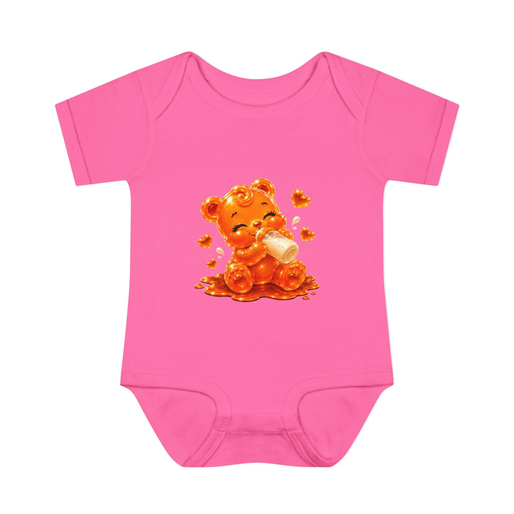 Yummy, Yummy Milk Time Orange Oozy Baby Gummy Bear Cutie Addition- Graphic Onesie