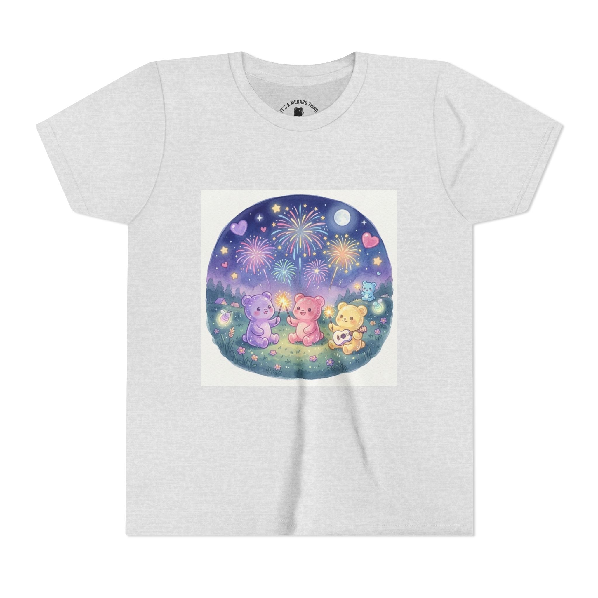 Gooey Gummy Bear Friends Watching Fireworks Youth Short Sleeve Shirt