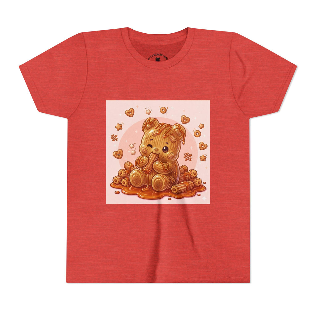 Churro & Dulce de Leche Drizzle Gooey Gummy Bear Graphic Youth T-Shirt