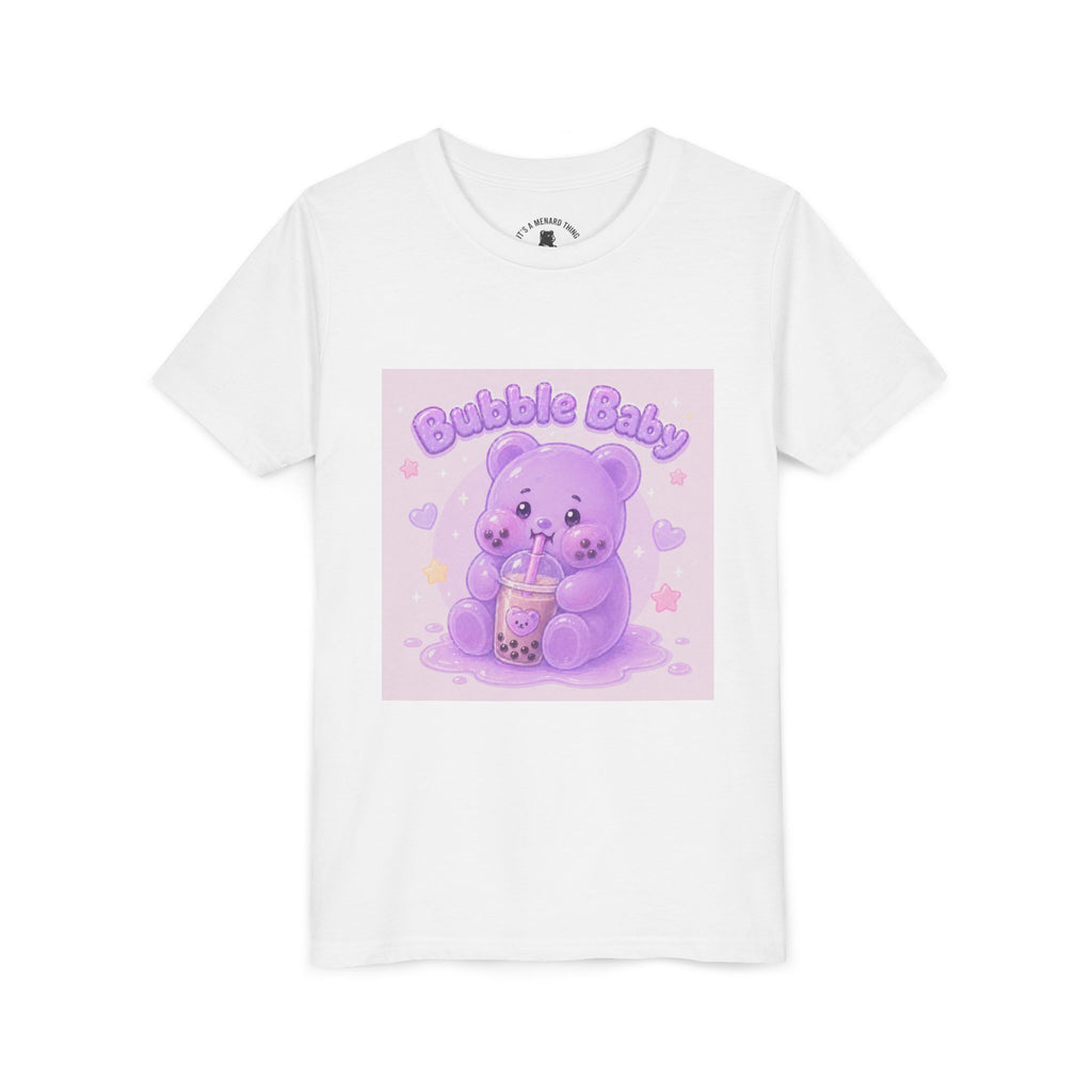 Purple Boba Tea Gooey Gummy Bear with Boba Milk Tea Kids Shirt