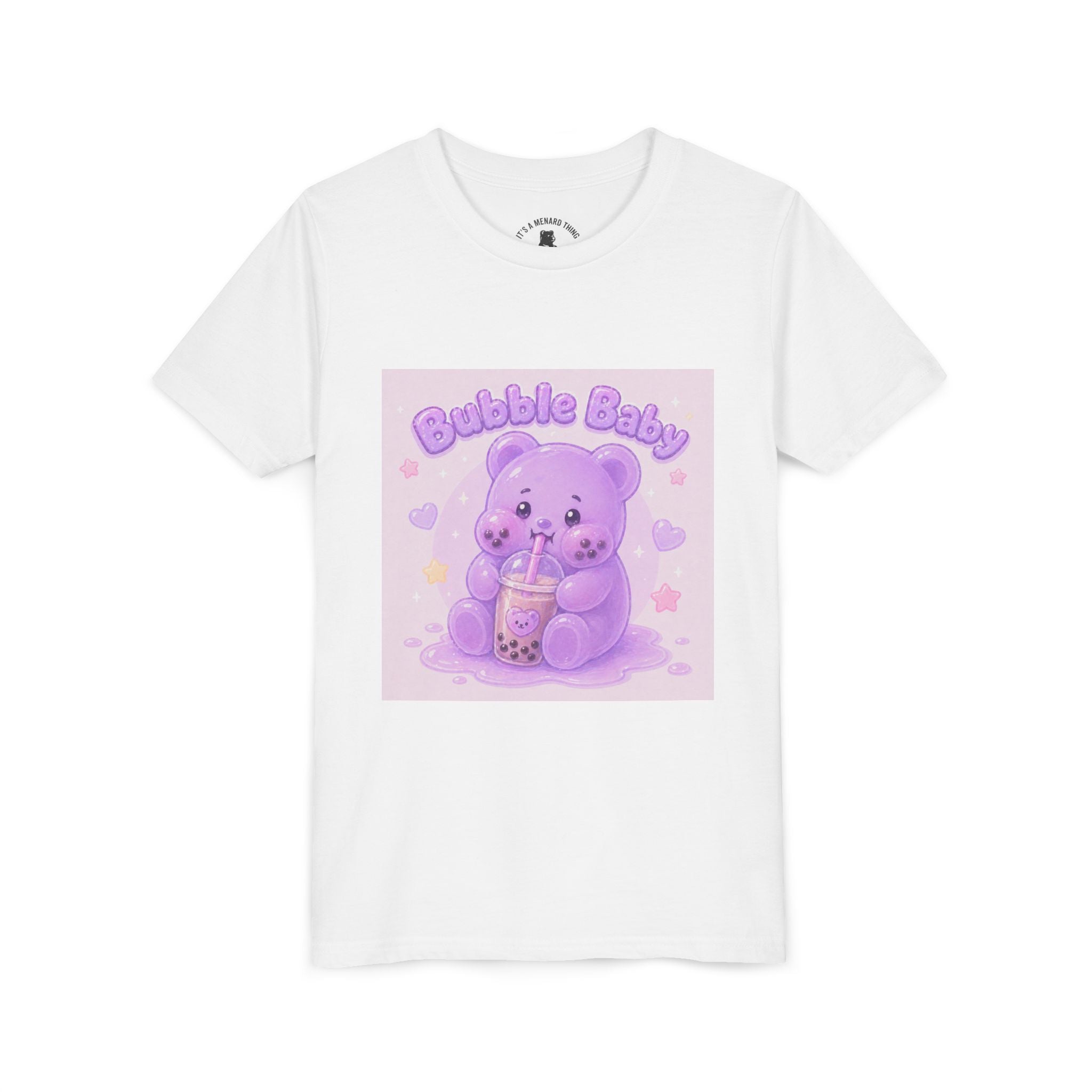 Purple Boba Tea Gooey Gummy Bear with Boba Milk Tea Kids Shirt